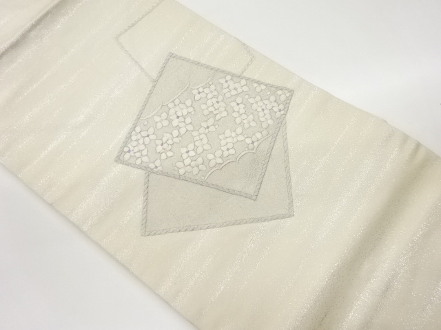 JAPANESE NAGOYA OBI / EMBROIDERY / SHIKISHI PATTERN